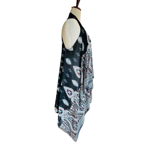 Boho Drape Vest | Paisley Print | Sheer  | Kimono Style | One Size Fits Most - Picture 9 of 10